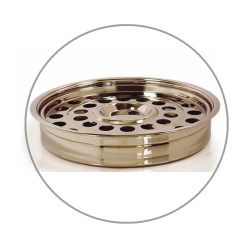 Round Brass-polished 32-hole Stainless Steel Tray with built-in Bread / wafer dish